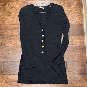 Salvatore Ferragamo Black Long Sleeve Cardigan with Gold Buttons
